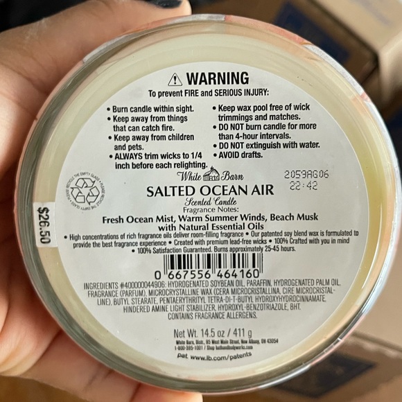 NWT Bath & Body Works 3-Wick Candle SALTED OCEAN AIR White Barn - Picture 5 of 5